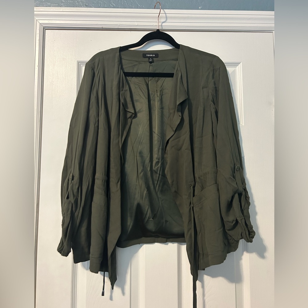 Army green blazer jacket.